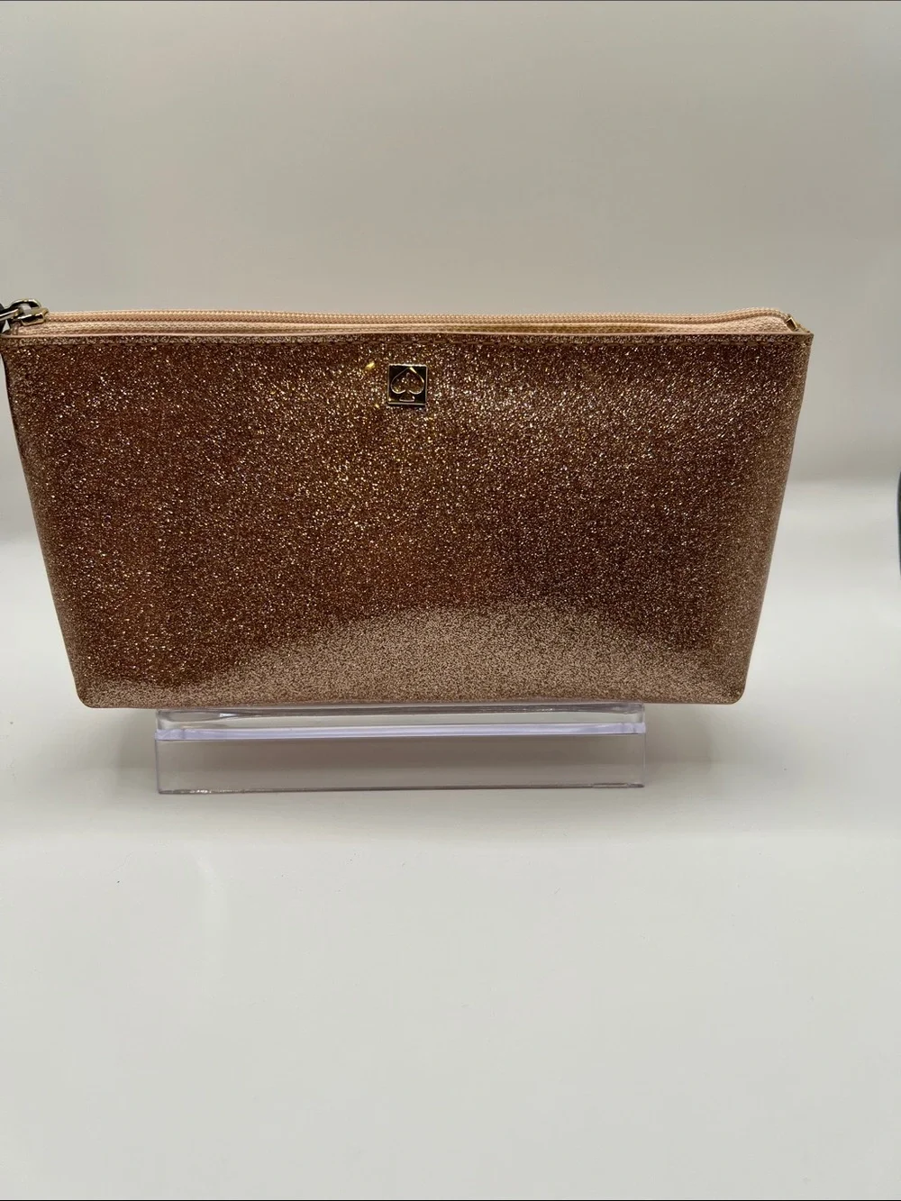 kate spade rose gold glitter cosmetic pouch